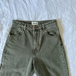 rollas olive green jeans